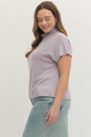 PLUS Monroe Cozy Lavender Mock Neck Top - All About You