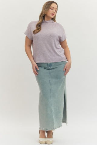PLUS Monroe Cozy Lavender Mock Neck Top - All About You