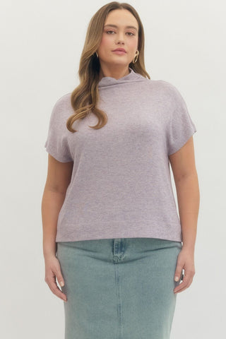 PLUS Monroe Cozy Lavender Mock Neck Top - All About You