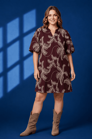 PLUS Mulberry Meadow Embroidered Floral Puff Sleeve Dress - All About You