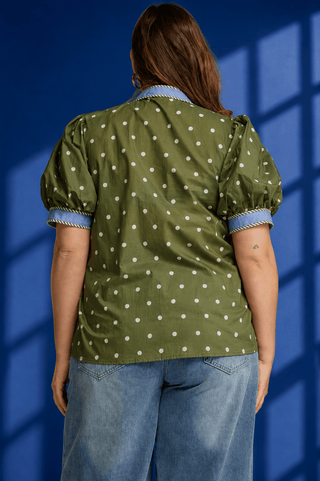PLUS Olive Lane Contrast Trim Polka Dot Top - All About You