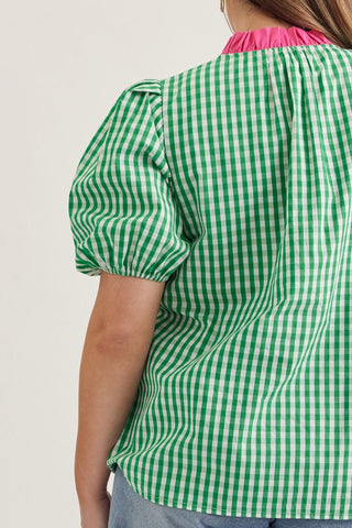 PLUS Preppy Pop Green Gingham Top - All About You Boutique & Gifts