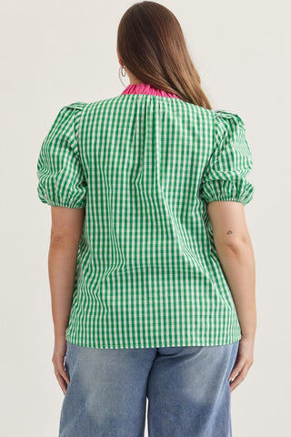 PLUS Preppy Pop Green Gingham Top - All About You Boutique & Gifts