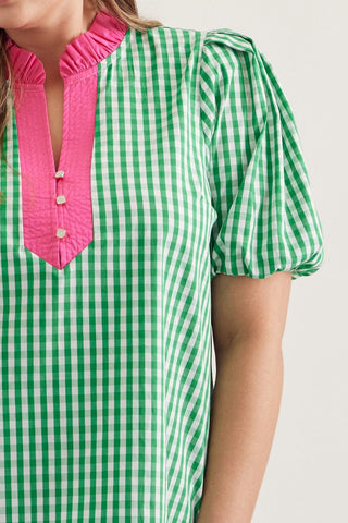 PLUS Preppy Pop Green Gingham Top - All About You Boutique & Gifts