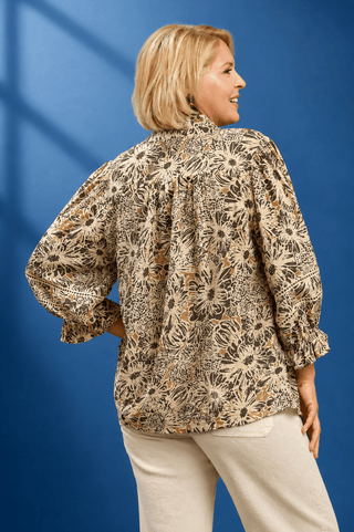 PLUS Rustic Petals Button Up Ruffle Detail Top - All About You