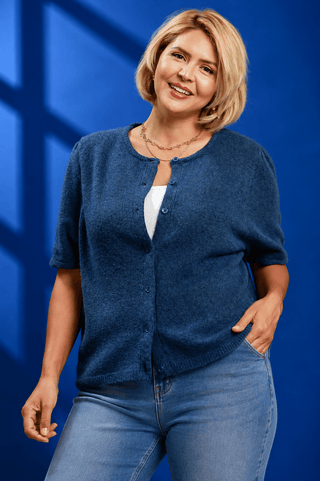 PLUS Sapphire Blue Cozy Short Sleeve Knit Top - All About You