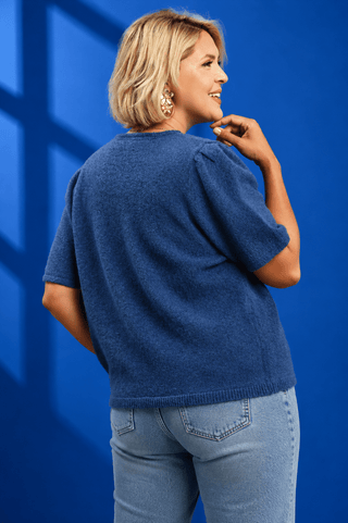 PLUS Sapphire Blue Cozy Short Sleeve Knit Top - All About You