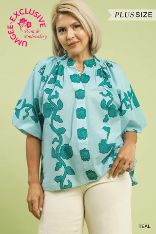 PLUS Sea Glass Garden Floral Blouse - All About You