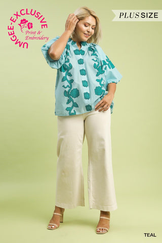 PLUS Sea Glass Garden Floral Blouse - All About You