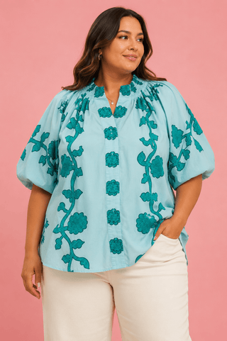 PLUS Sea Glass Garden Floral Blouse - All About You