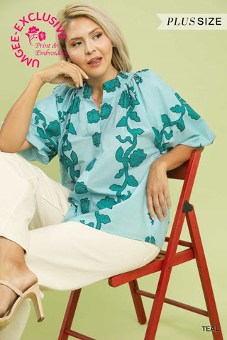PLUS Sea Glass Garden Floral Blouse - All About You