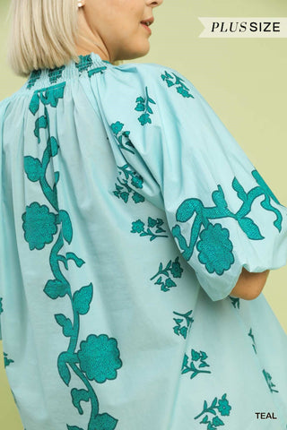 PLUS Sea Glass Garden Floral Blouse - All About You