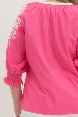 PLUS Statement Maker Fuchsia Embroidered Top - All About You