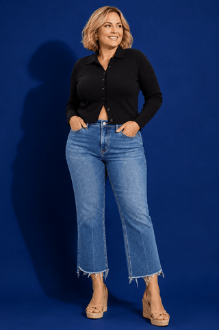 PLUS The Layla HR Kick Flare Raw Hem Jeans - All About You