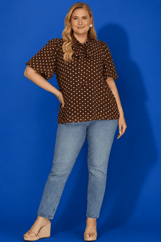 PLUS Timeless Charm Polka Dot Tie Top - All About You