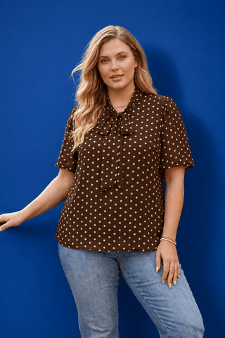 PLUS Timeless Charm Polka Dot Tie Top - All About You