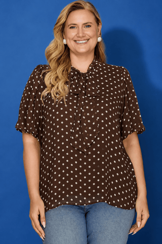 PLUS Timeless Charm Polka Dot Tie Top - All About You