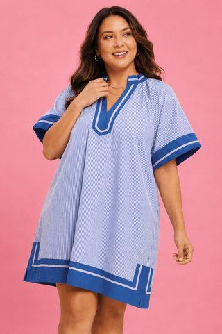 PLUS True Blue Classic Pinstripe Dress - All About You