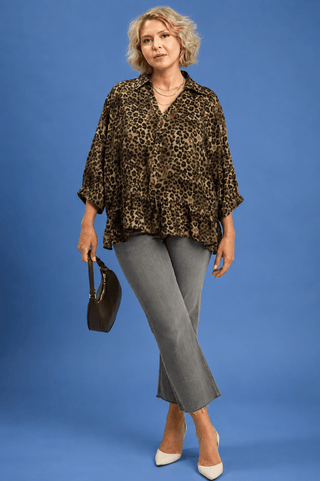 PLUS Untamed Beauty Leopard Collared V-Neck Top - All About You