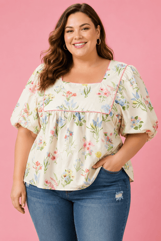 PLUS Wildflower Waltz Puff Sleeve Top - All About You