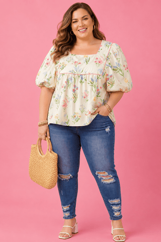 PLUS Wildflower Waltz Puff Sleeve Top - All About You