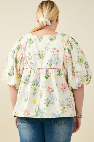 PLUS Wildflower Waltz Puff Sleeve Top - All About You