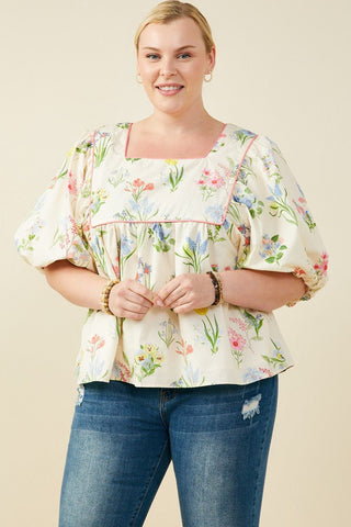 PLUS Wildflower Waltz Puff Sleeve Top - All About You