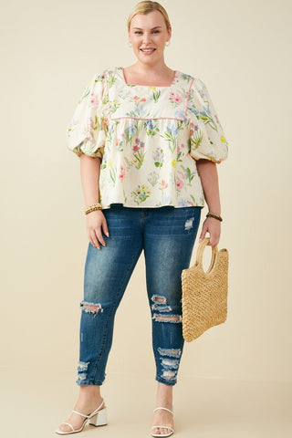 PLUS Wildflower Waltz Puff Sleeve Top - All About You