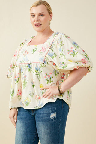 PLUS Wildflower Waltz Puff Sleeve Top - All About You