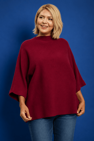 PLUS Wine Berry Short Sleeve Mock Neck Knit Top - All About You