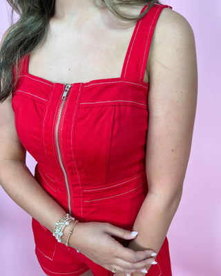 Pocket Full of Sass Red Romper - All About You Boutique & Gifts