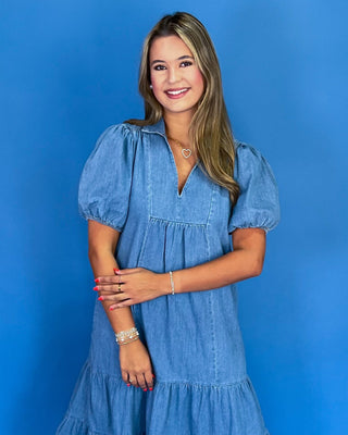 Poised & Pretty Tiered Denim Dress - All About You