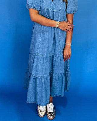 Poised & Pretty Tiered Denim Dress - All About You