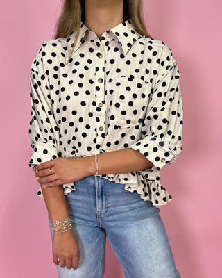 Polished In Dots Cream Peplum Top - All About You