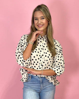 Polished In Dots Cream Peplum Top - All About You