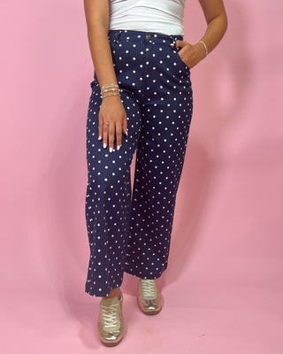 Polished & Playful Navy Polka Dot Jeans - All About You