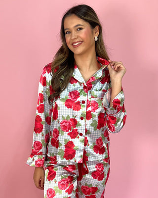 Primrose Picnic Floral Gingham Pajama Pants Set - All About You