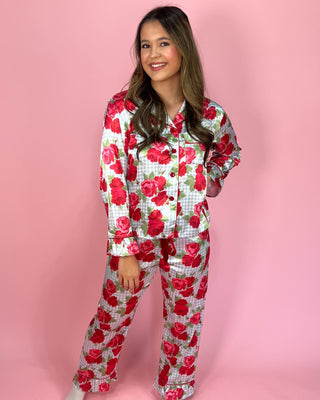 Primrose Picnic Floral Gingham Pajama Pants Set - All About You
