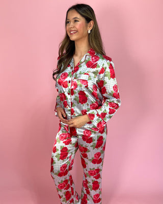 Primrose Picnic Floral Gingham Pajama Pants Set - All About You