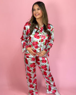 Primrose Picnic Floral Gingham Pajama Pants Set - All About You