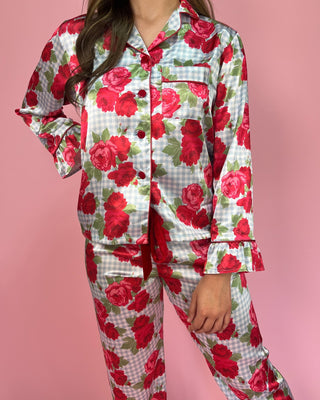 Primrose Picnic Floral Gingham Pajama Pants Set - All About You