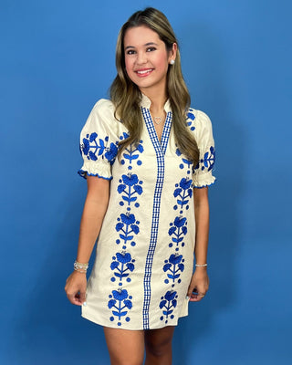 Provence Ivory Floral Embroidered V-Neck Dress - All About You
