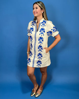 Provence Ivory Floral Embroidered V-Neck Dress - All About You
