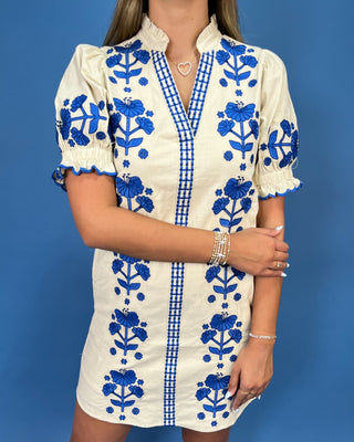 Provence Ivory Floral Embroidered V-Neck Dress - All About You