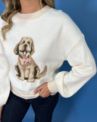 Puppy Love Cream Knit Drop Shoulder Sweater - All About You
