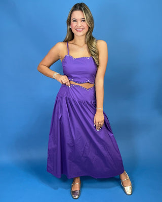 Purple Reign Rhinestone Skirt Set - All About You