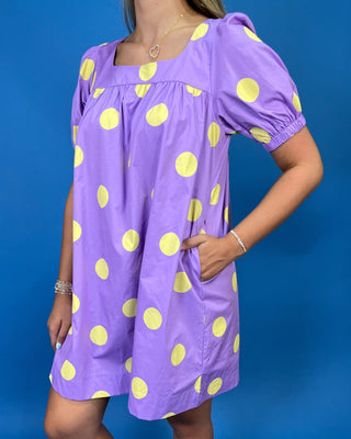 Purple Spotlight Polka Dot Mini Babydoll Dress - All About You