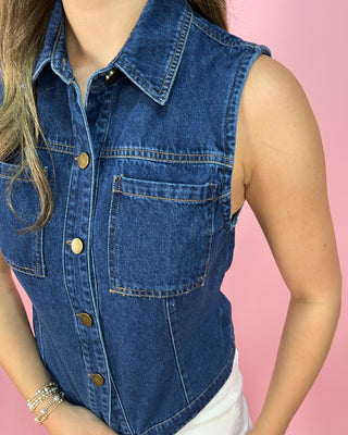 Rodeo Ready Dark Wash Denim Vest - All About You Boutique & Gifts