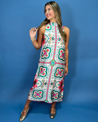 Santorini Pink Floral Sleeveless Satin Maxi Dress - All About You
