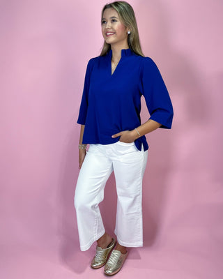 Sapphire Grace Ruffle Detail Top - All About You